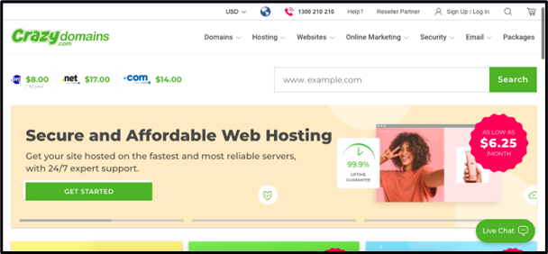 crazy domains hosting review